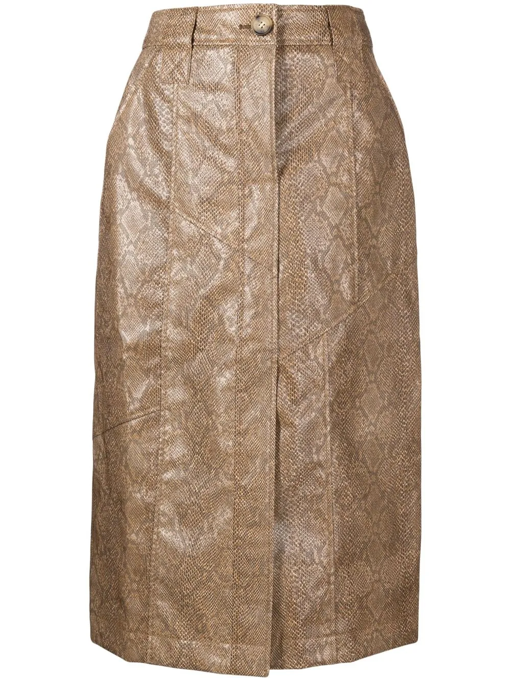 

Rejina Pyo Riley snakeskin straight skirt - Brown