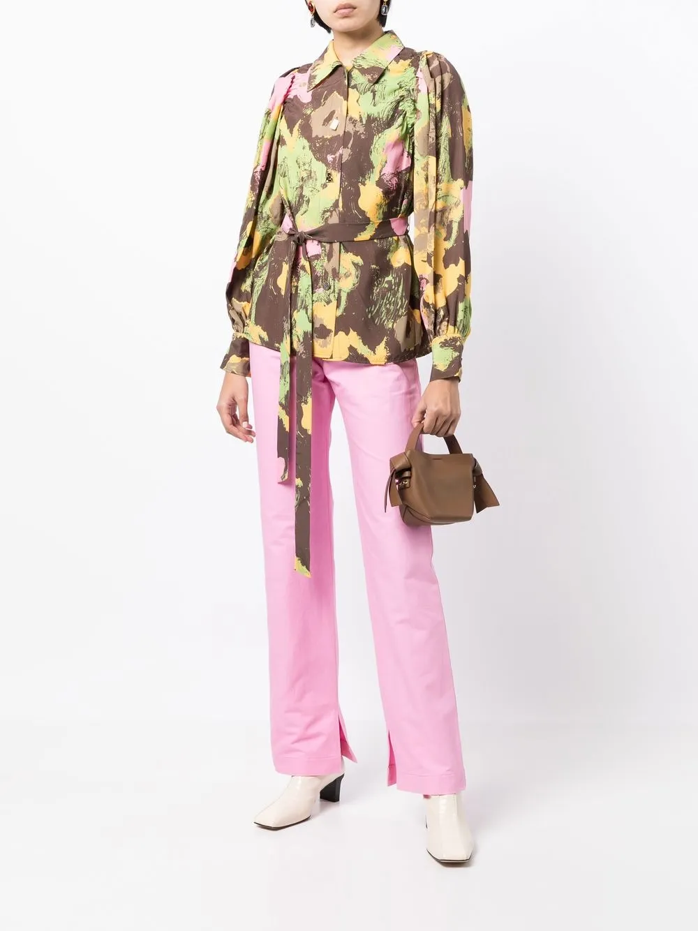 Rejina Pyo Blouse met gestrikte taille - Veelkleurig