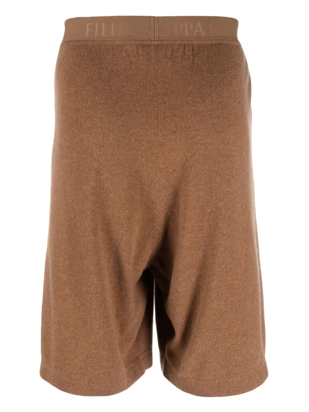 Shop Filippa K Logo-waist Cashmere Bermuda Shorts In Brown