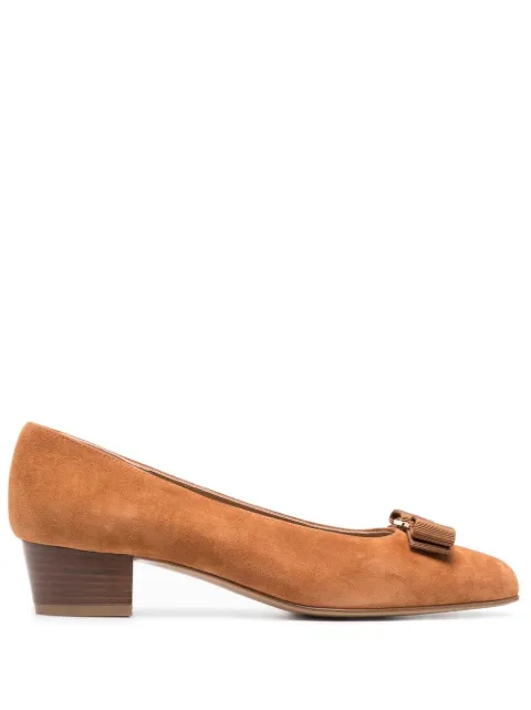 Ferragamo suede bow-detail pumps