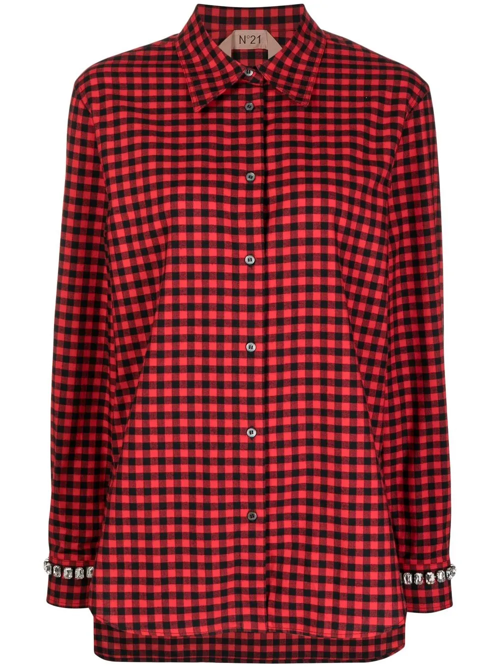 

Nº21 gingham-check crystal shirt - Black