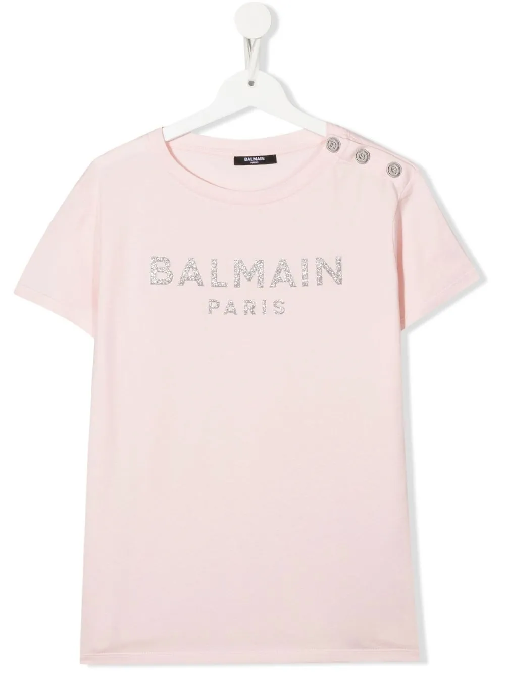 

Balmain Kids playera con logo y glitter - Rosado