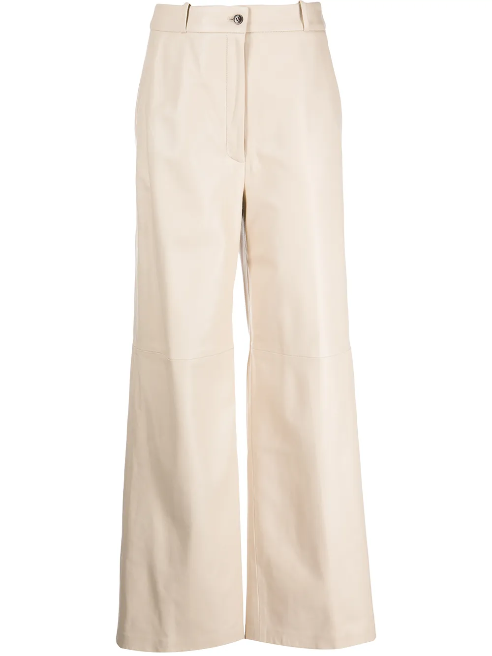 loulou studio pantalon droit en cuir - tons neutres