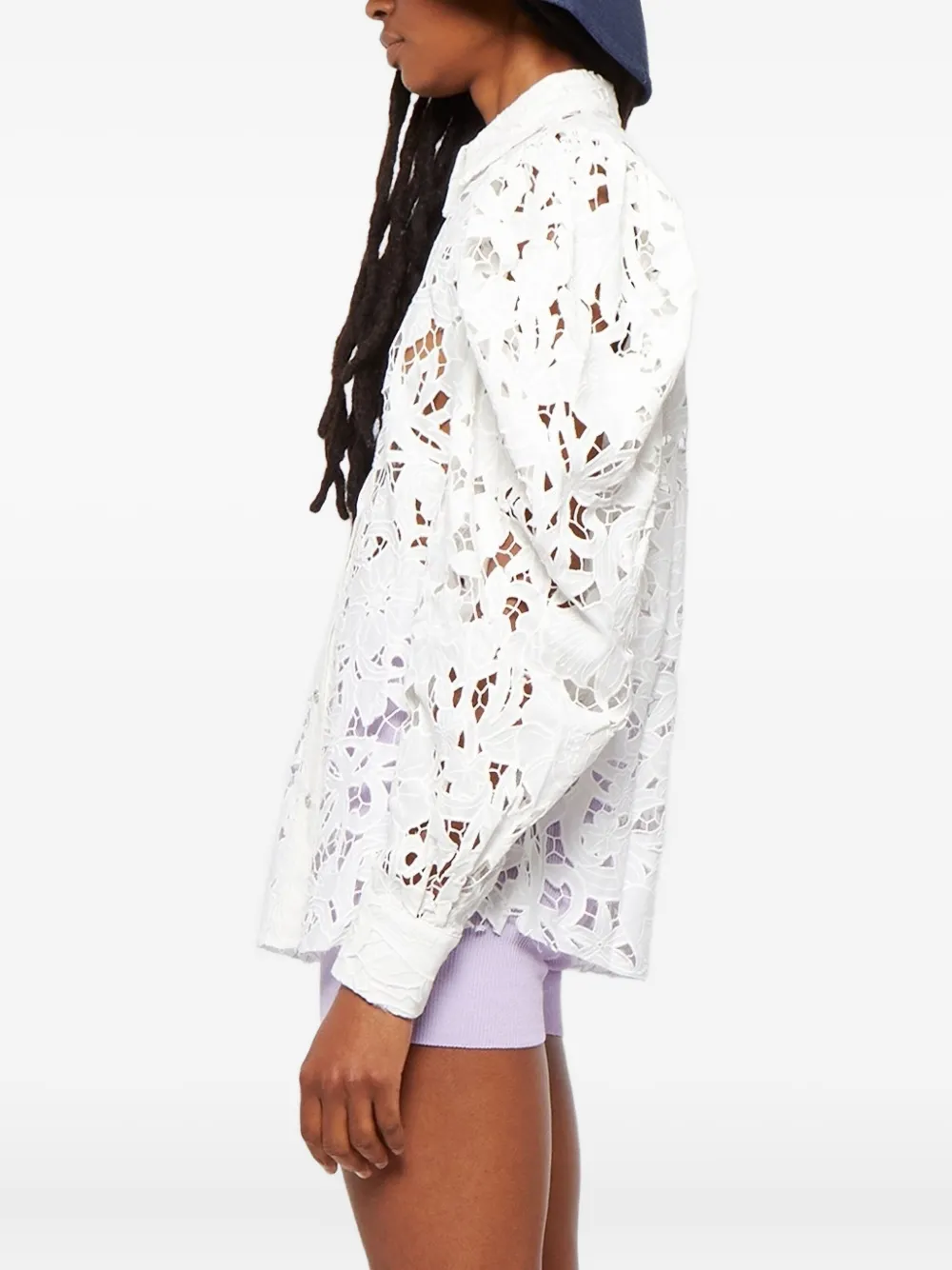 Marques'Almeida Blouse met pofmouwen en borduurwerk Wit