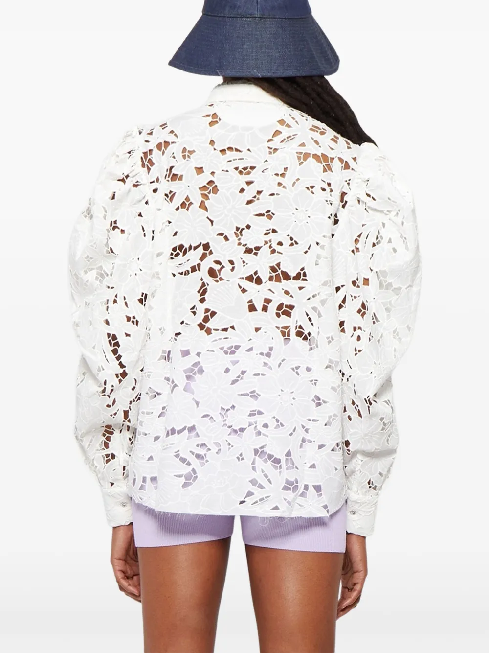 Marques'Almeida Blouse met pofmouwen en borduurwerk Wit