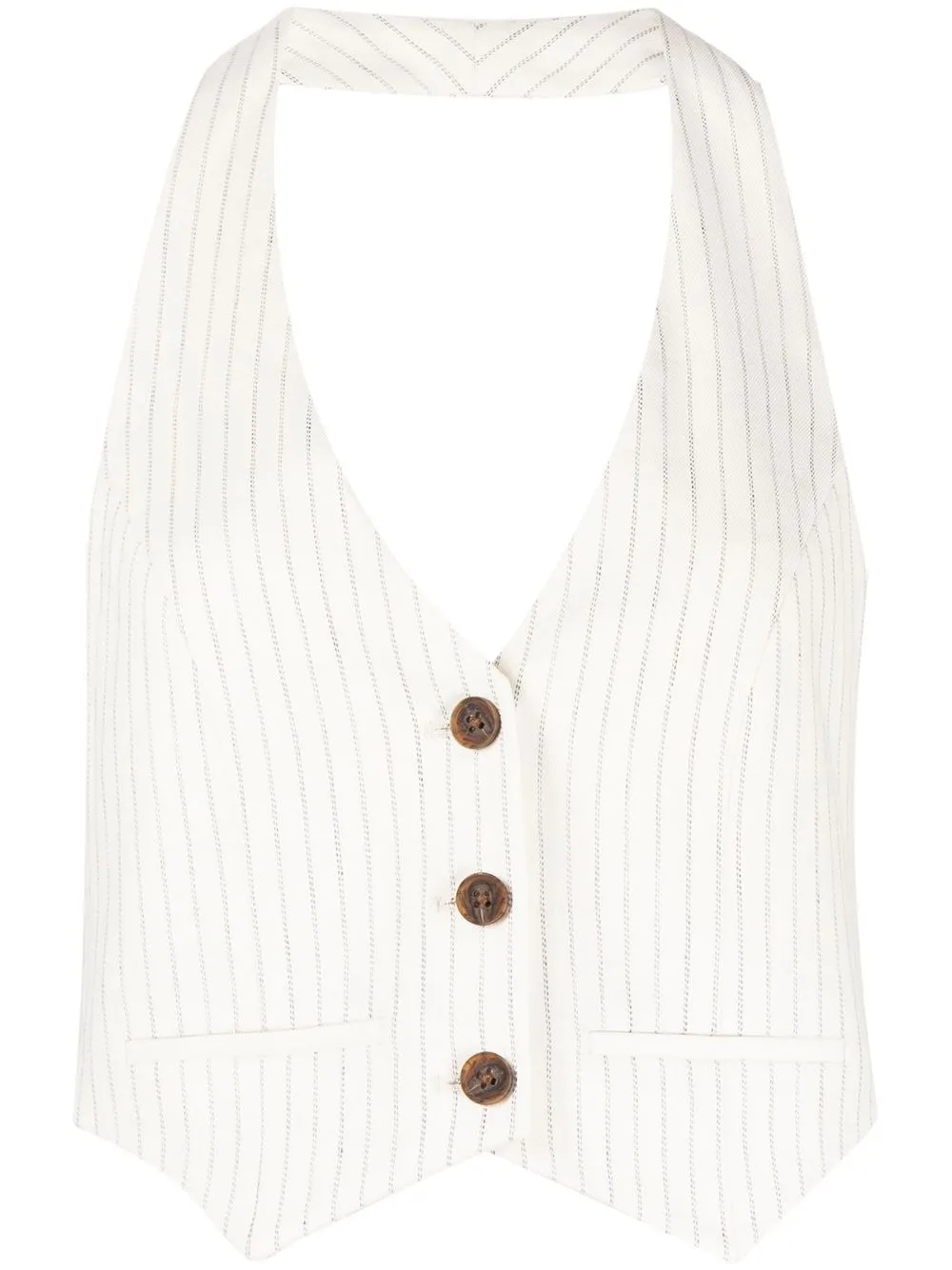 

BEC + BRIDGE Maxine cropped pinstripe waistcoat - White