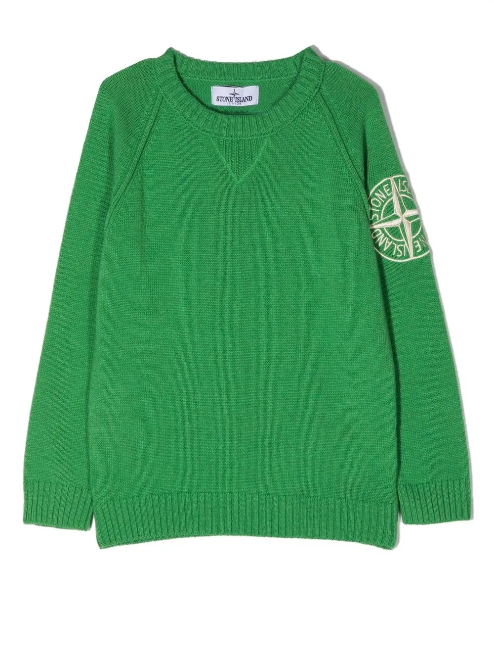 

Stone Island Junior suéter con logo bordado - Verde