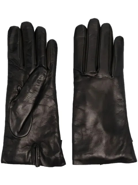 Moschino logo-plaque leather gloves