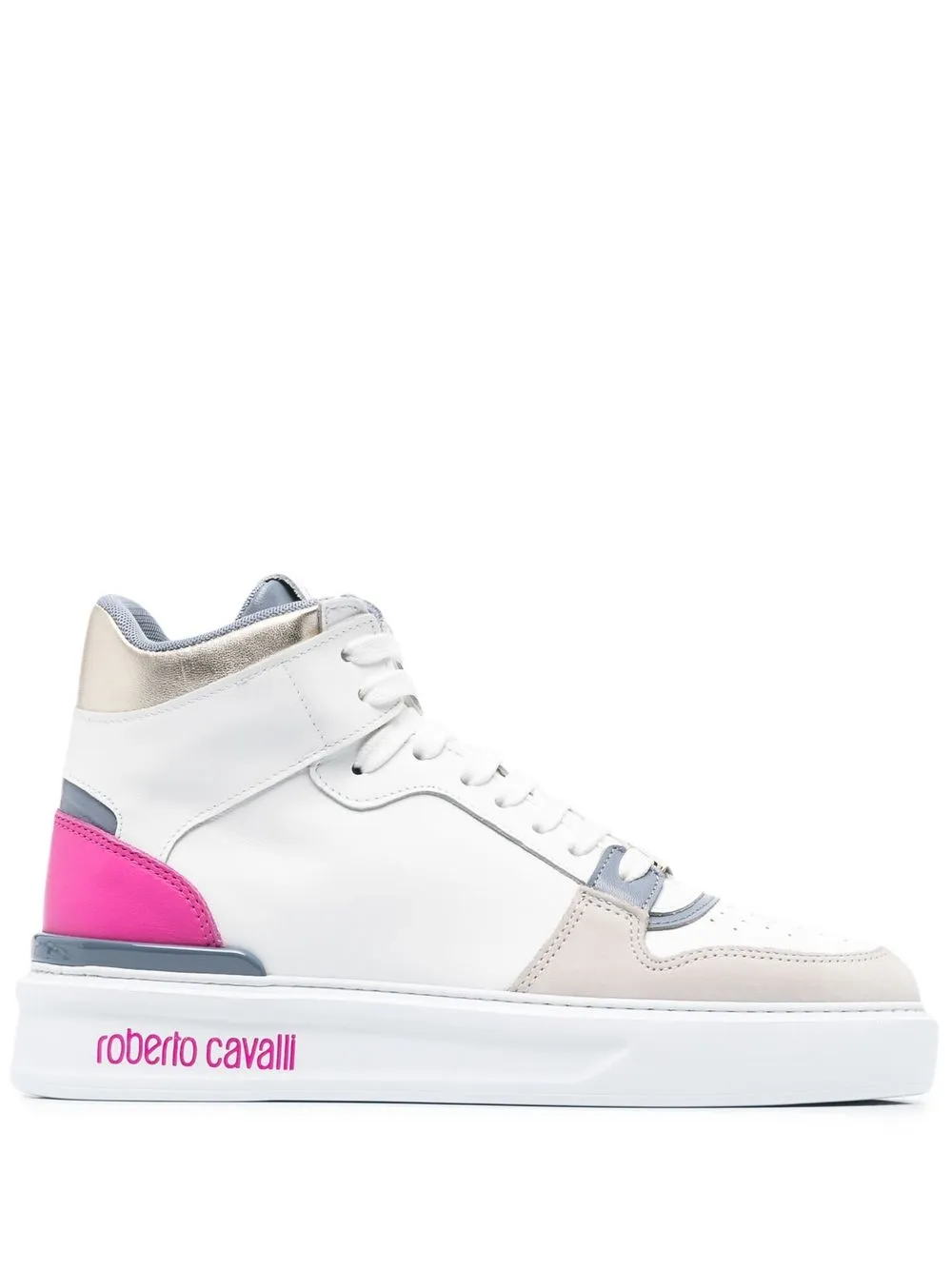 

Roberto Cavalli logo-print high-top sneakers - White