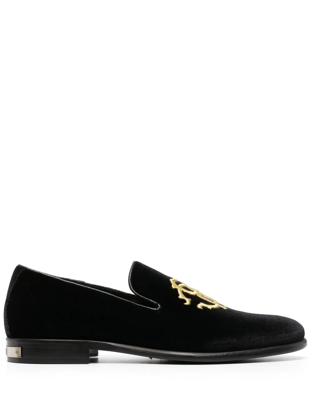 

Roberto Cavalli embroidered-monogram velvet loafers - Black