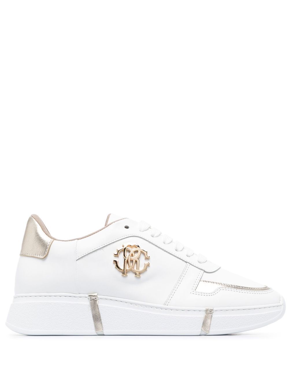 

Roberto Cavalli tenis bajos con placa del logo - Blanco