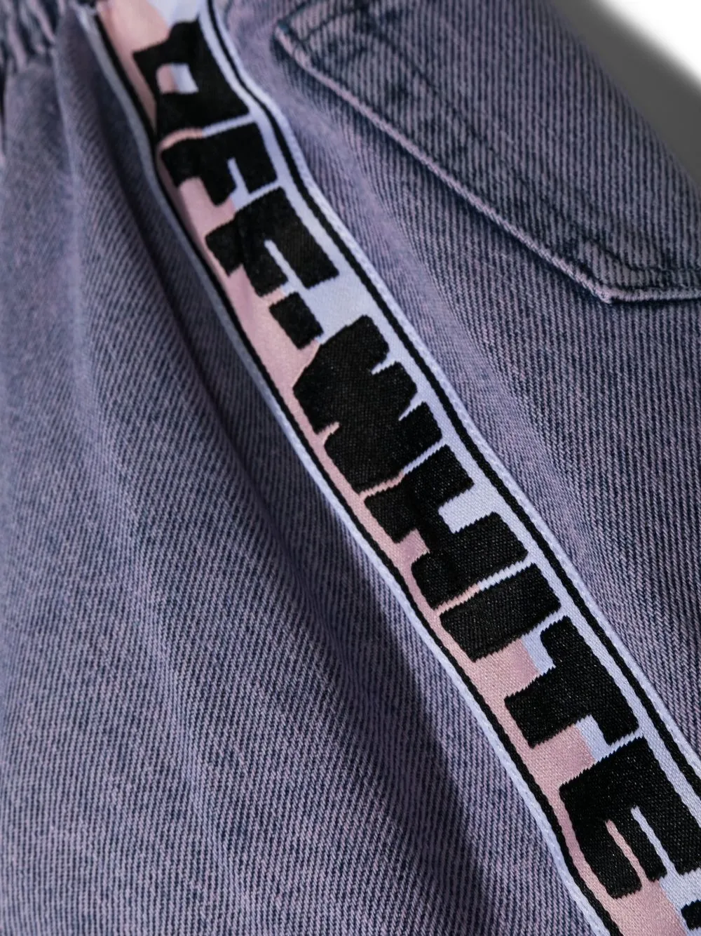 Off-White Kids logo-stripe denim skirt