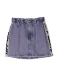 Off-White Kids logo-stripe denim skirt - Purple