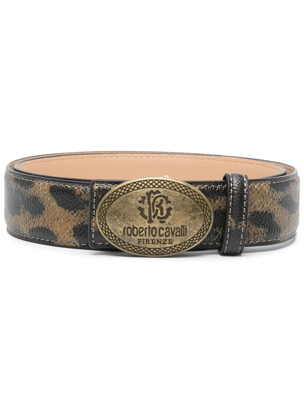 

Roberto Cavalli leopard-print logo belt - Black