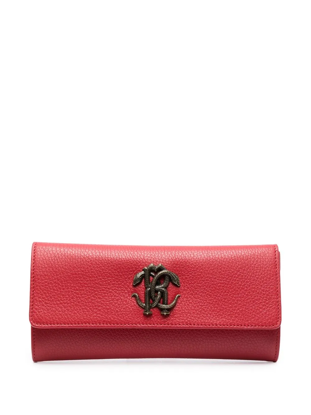 

Roberto Cavalli snake-logo plaque clutch bag - Red