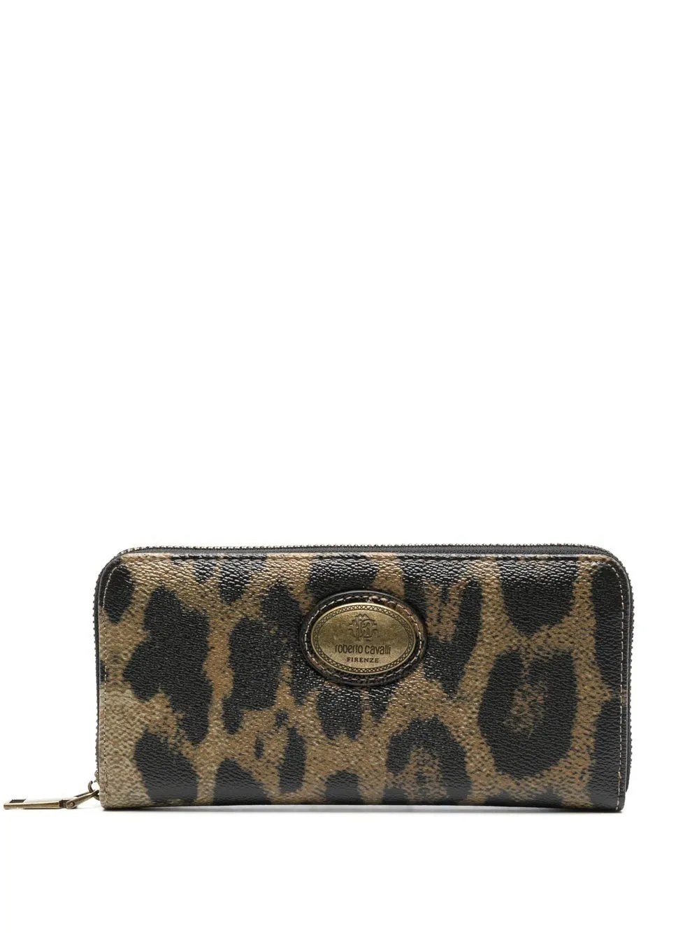 

Roberto Cavalli leopard-print grained zipped purse - Neutrals