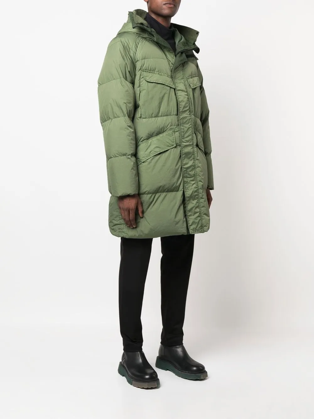  Stone Island Compass-motif Down Jacket - Green 
