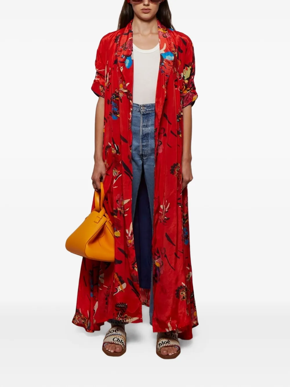 Chufy Floral-print Maxi Wrap Dress In Red