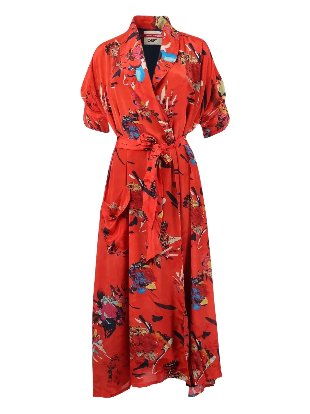 Chufy Floral-print Maxi Wrap Dress In Red