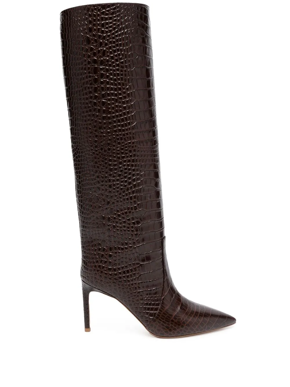 

BETTINA VERMILLON Josephine crocodile-embossed knee boots - Brown