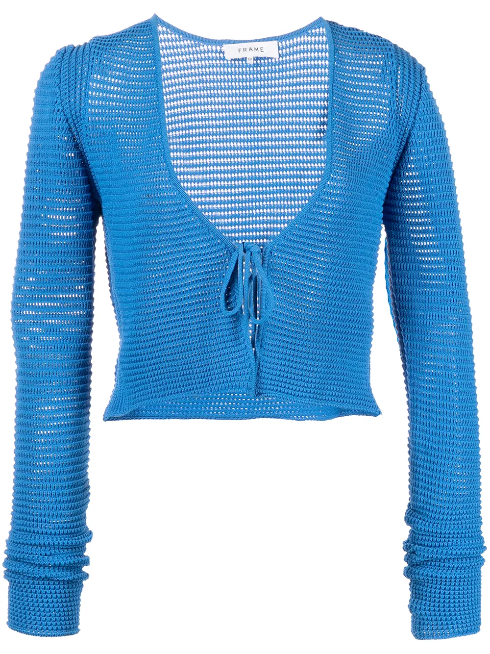 

FRAME crochet tie-front cropped cardigan - Blue