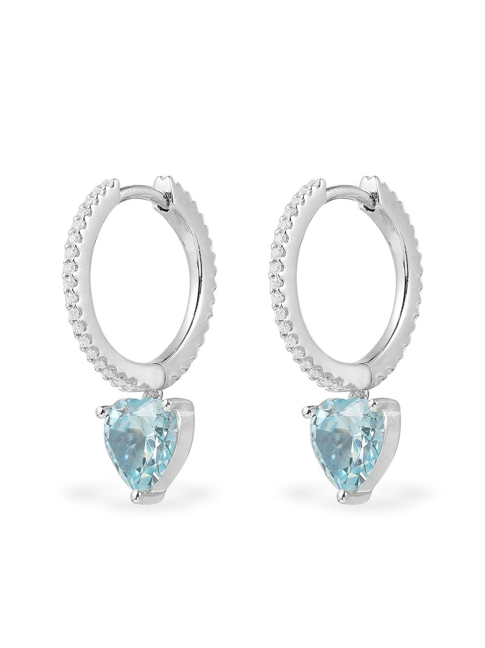 Shop Apm Monaco Blue Heart Huggie Hoop Earrings In Silber