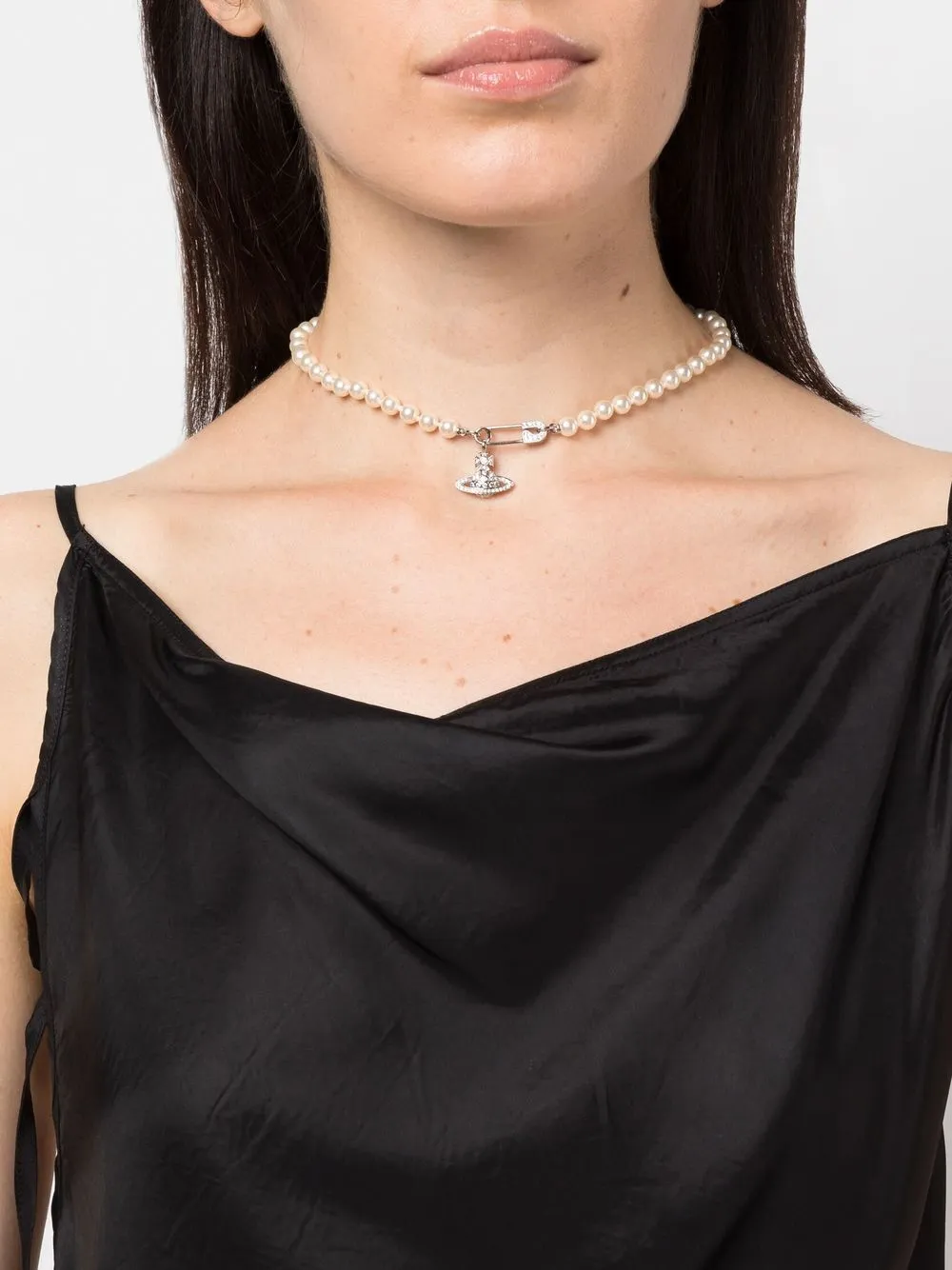 The EGOMET Safety Pin Pearl Choker Necklace