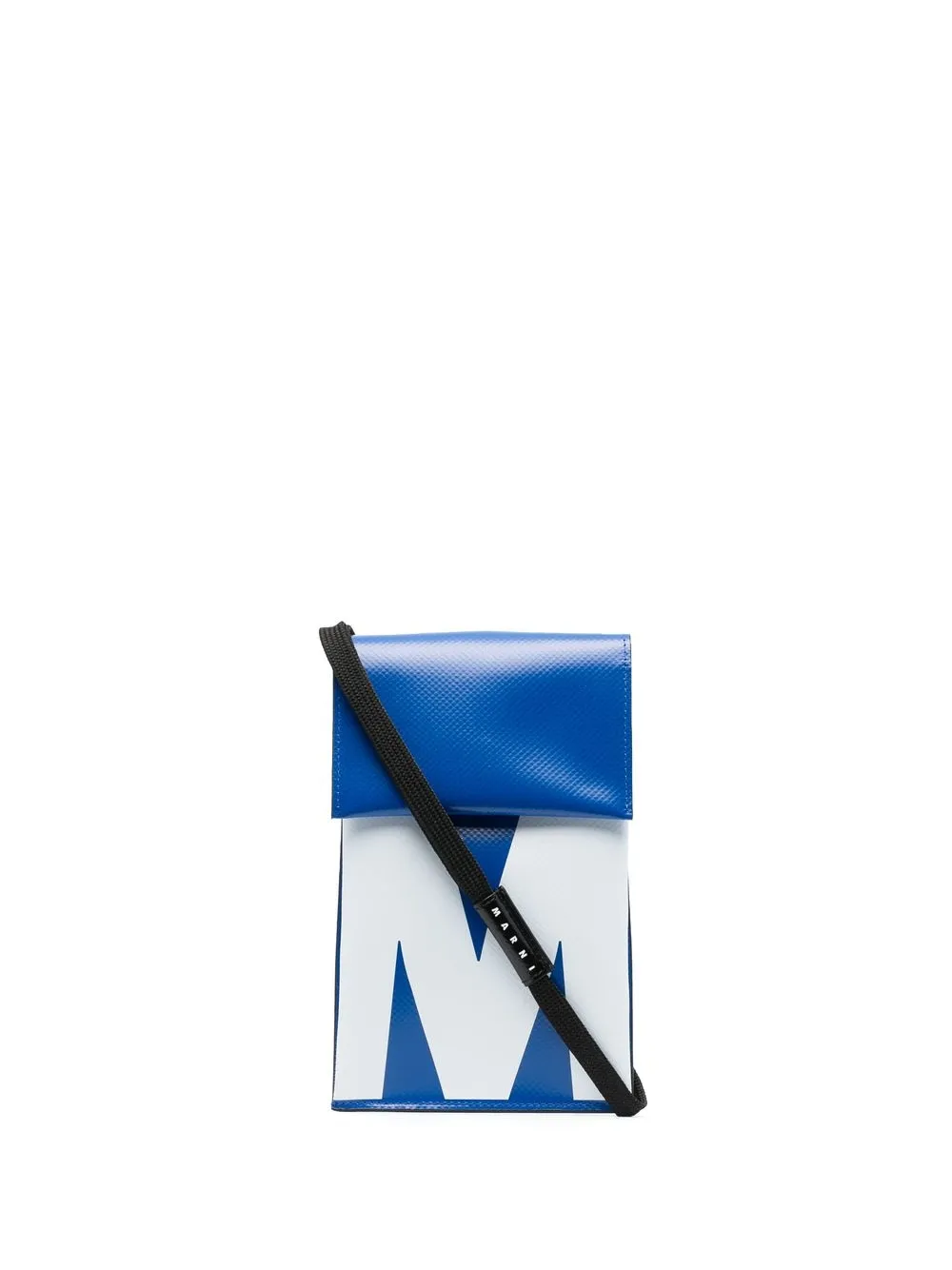 

Marni logo print neck-strap cardholder - Blue