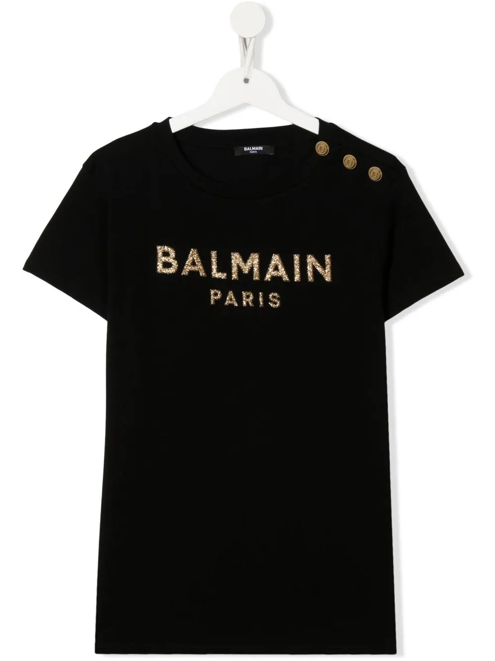 

Balmain Kids playera con logo y glitter - Negro