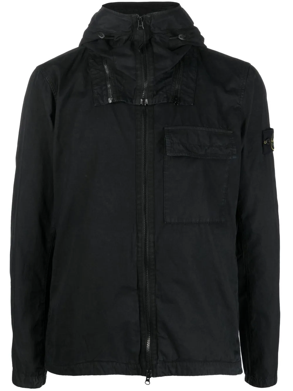 

Stone Island logo-patch hooded jacket - Black