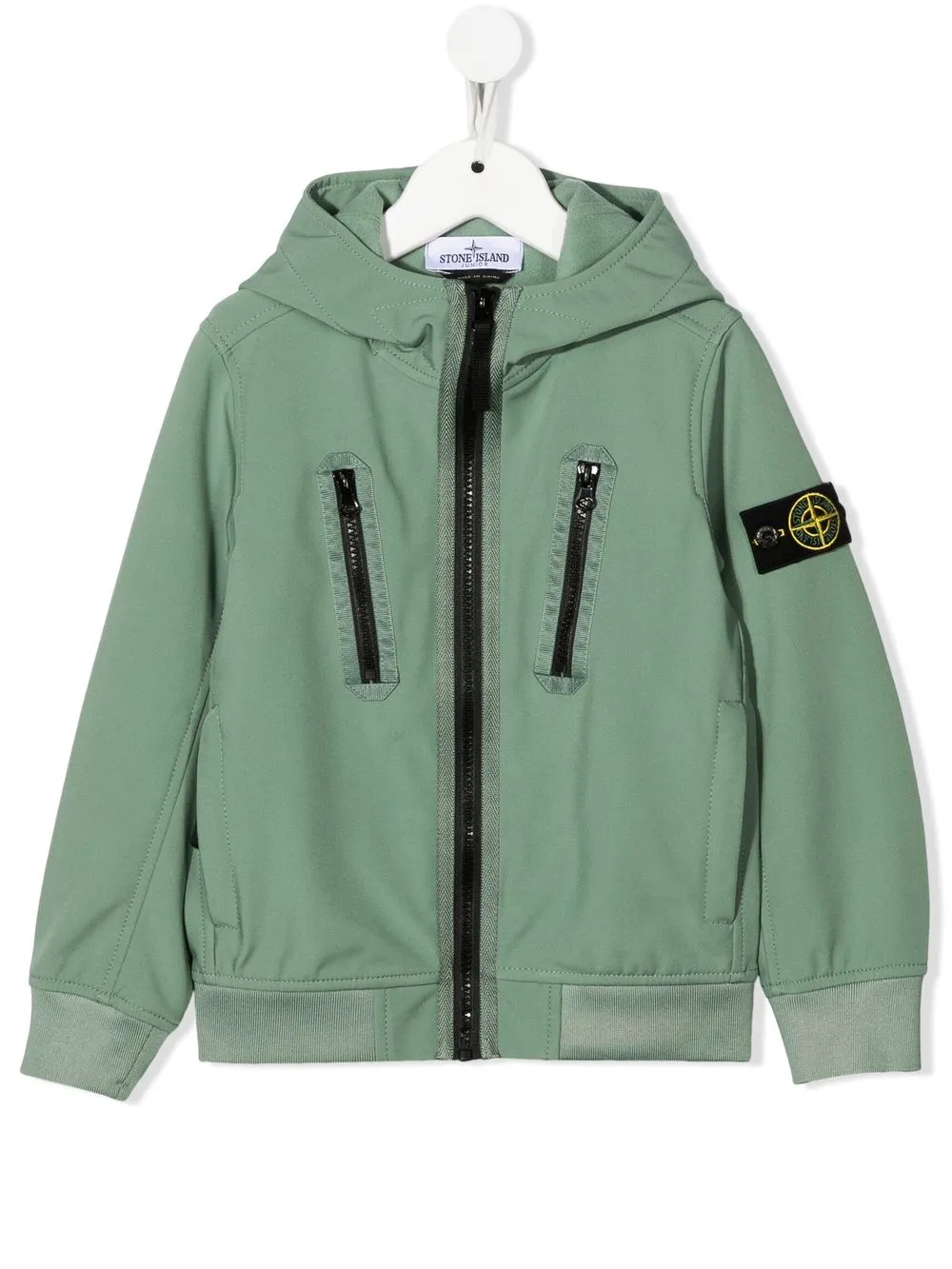 

Stone Island Junior chamarra con capucha y parche del logo - Verde