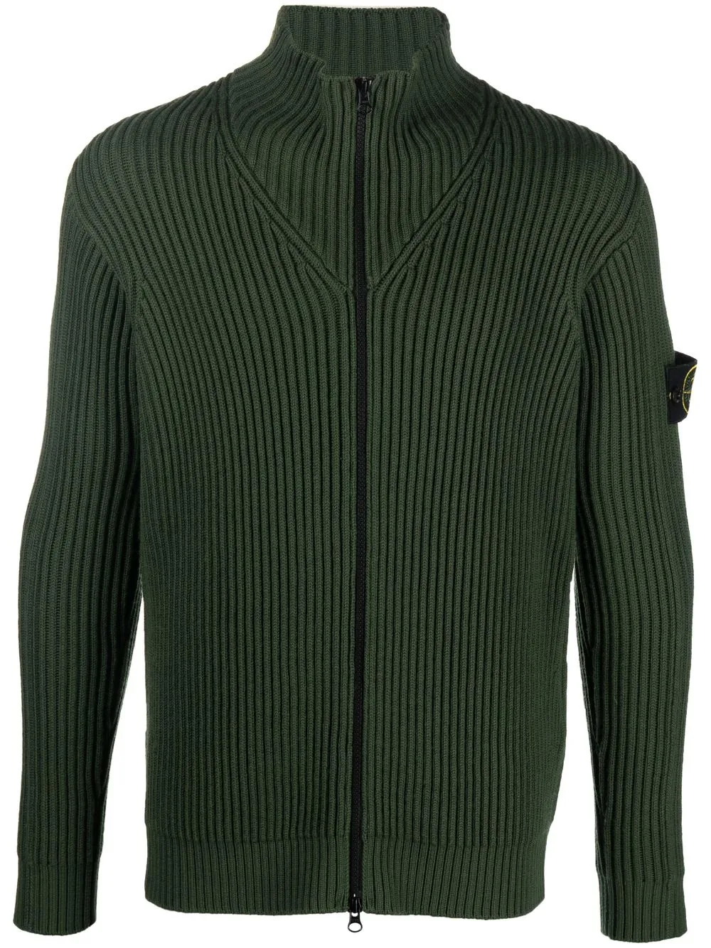 

Stone Island suéter tejido de canalé con parche Compass - Verde