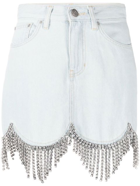 AREA crystal-embellished scallop-trim skirt