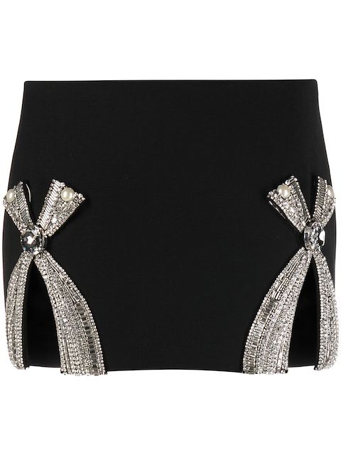 AREA bow-detail mini skirt