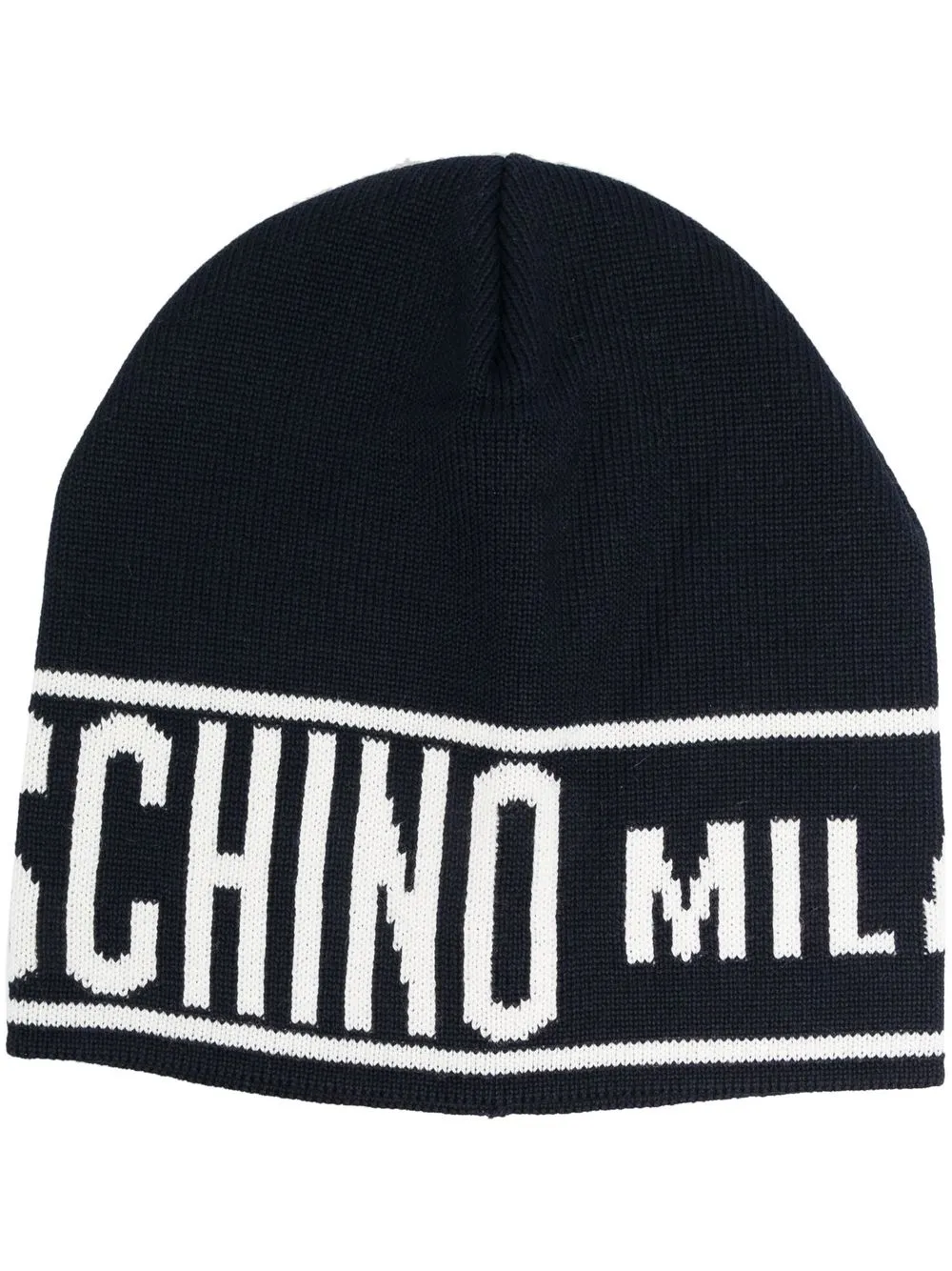 

Moschino logo-intarsia knitted beanie - Blue