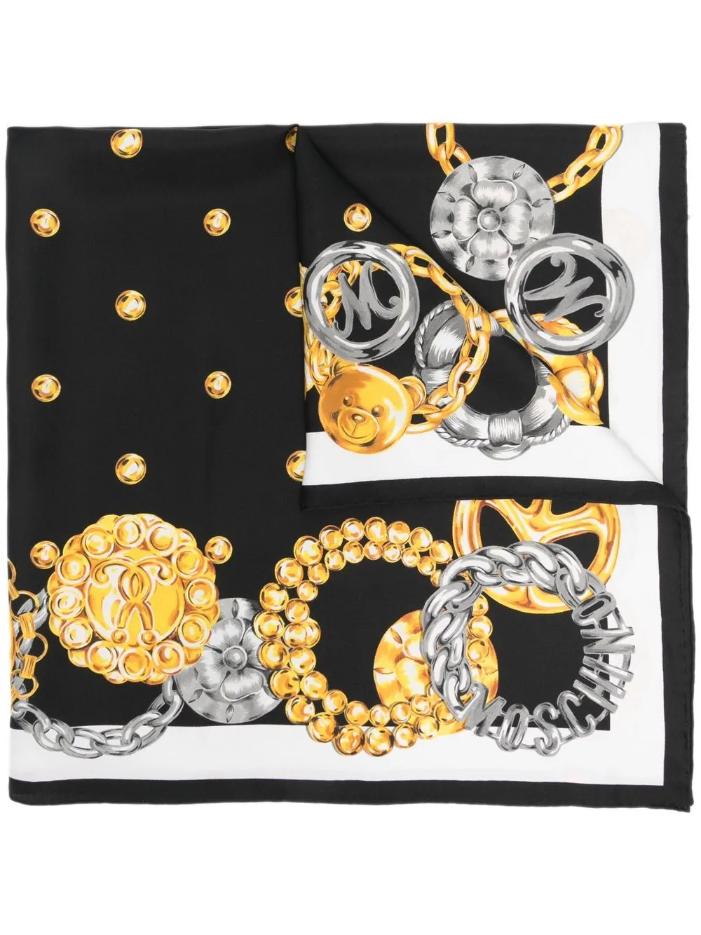 

Moschino mascada de seda con estampado gráfico - Negro