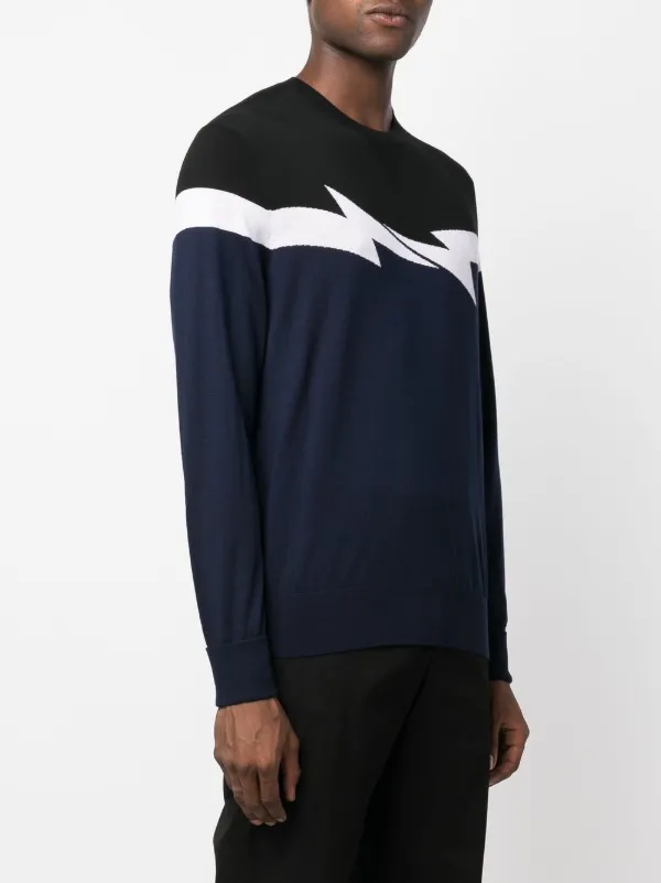 Neil Barrett Colour-Block Print Knit Jumper - Black