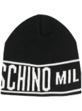 Moschino ribbed knit two-tone design hat - Black