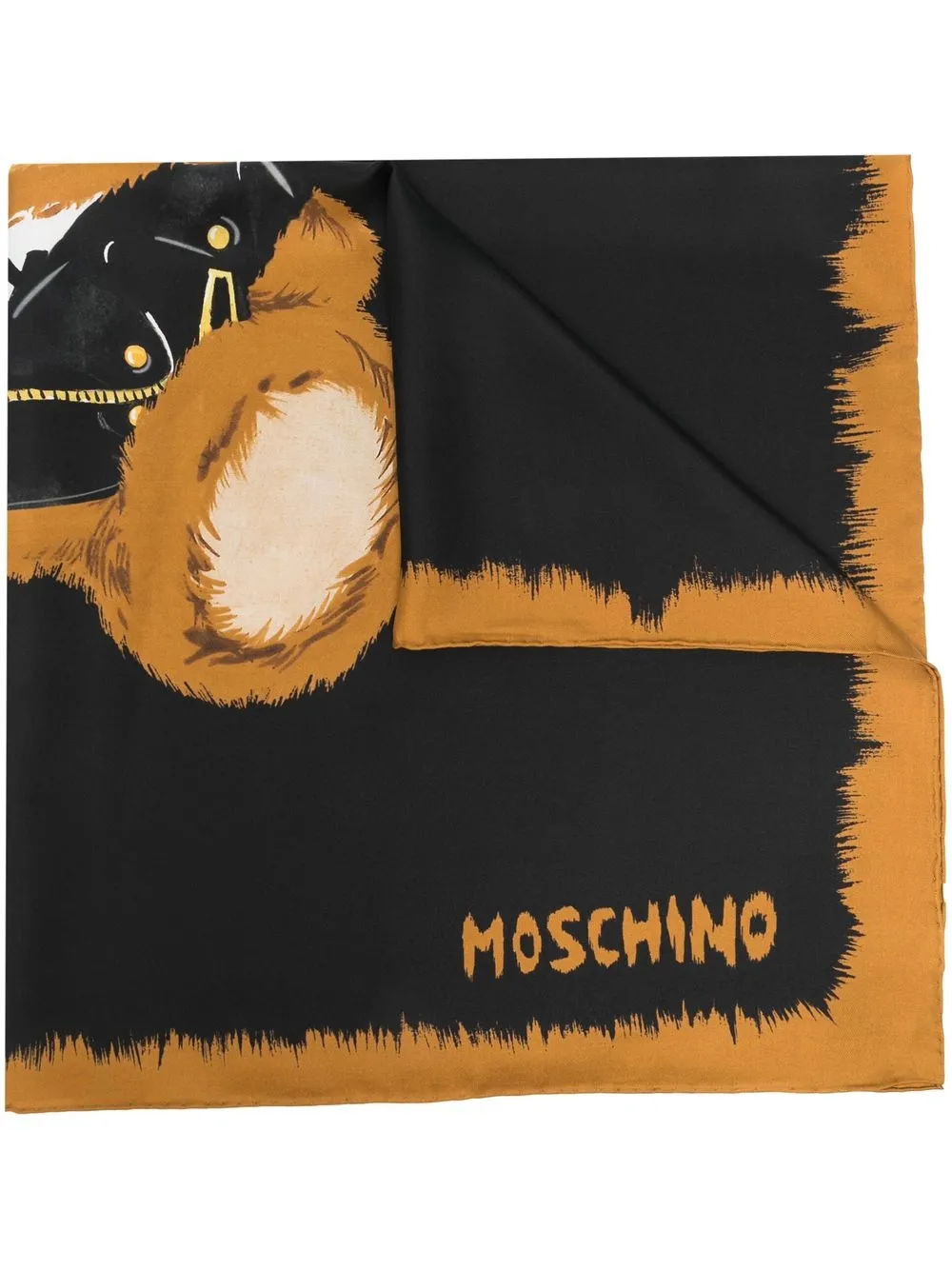

Moschino teddy-logo print silk scarf - Black