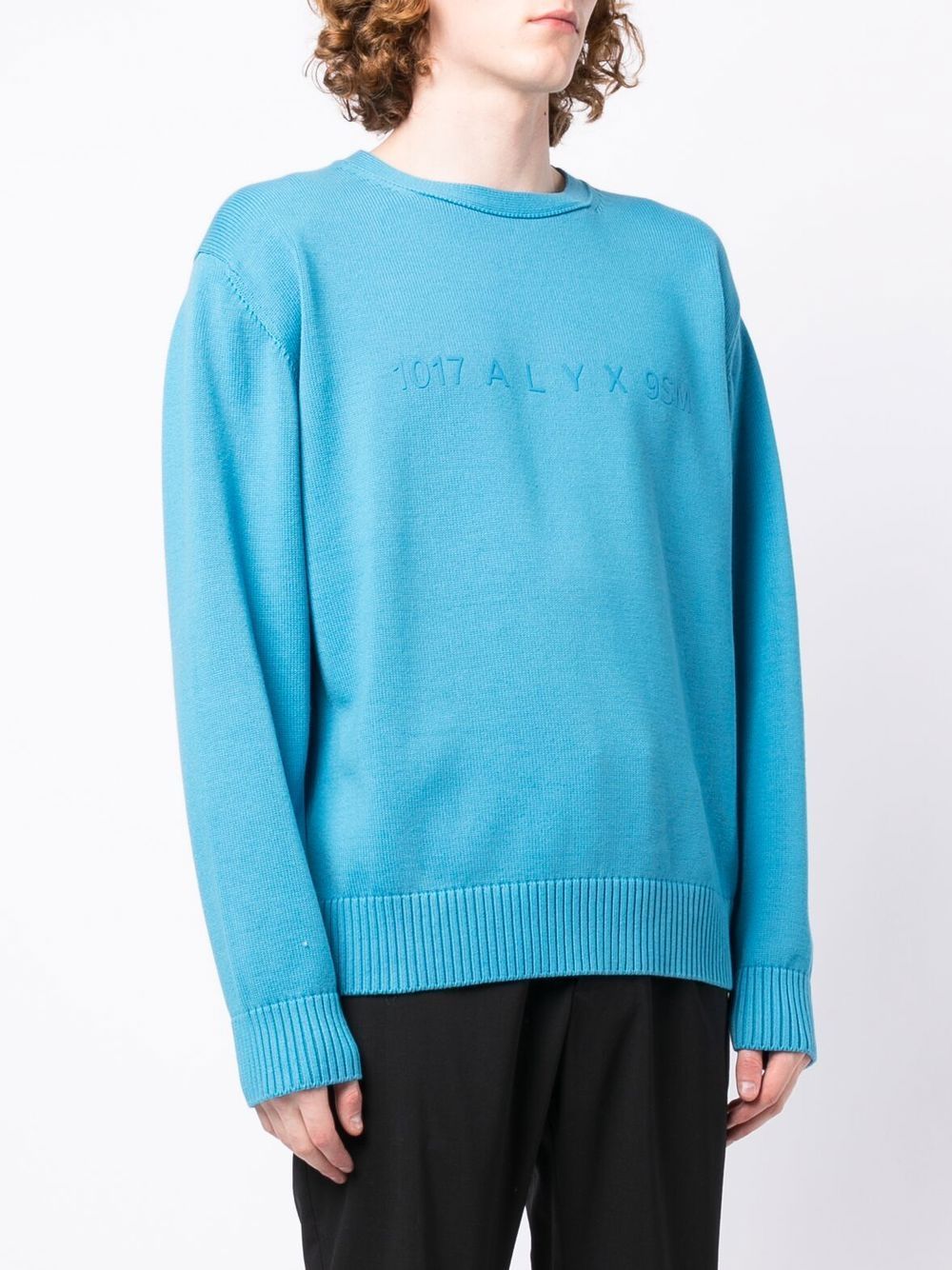 Shop Alyx Embroidered-logo Long-sleeve Jumper In Blue