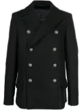 Balmain double-breasted virgin-wool coat - Black