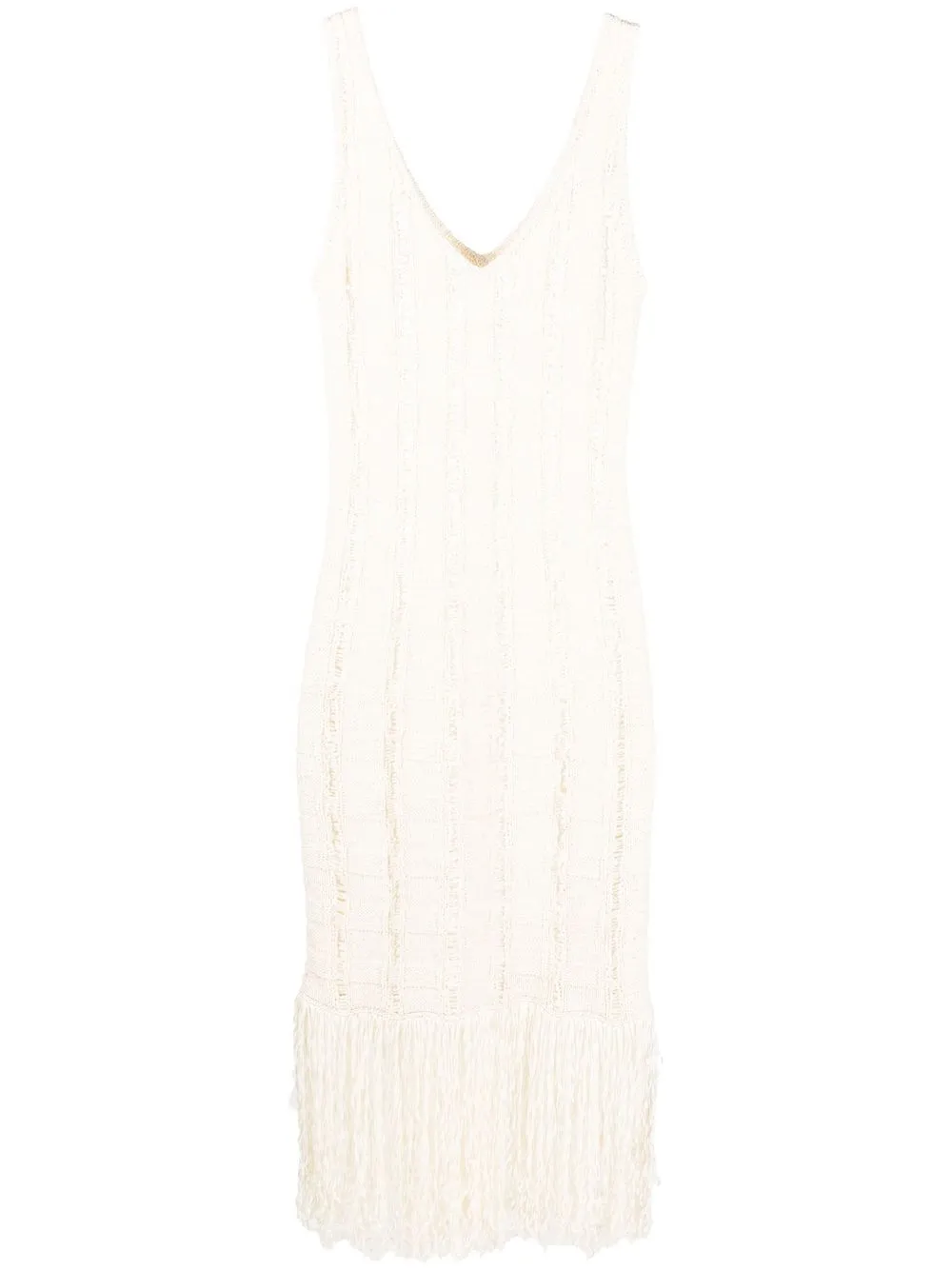 

REMAIN fringed knitted midi dress - White