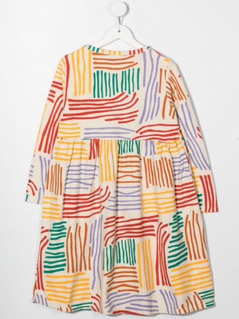 abstract-print long-sleeve empire dress