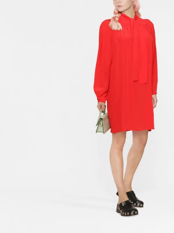 dsquared2 red dress DSQUARED2 Red Stretch Knit Turtleneck Midi Dress M