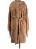 Stella McCartney fringed tie-waist teddy coat - Brown