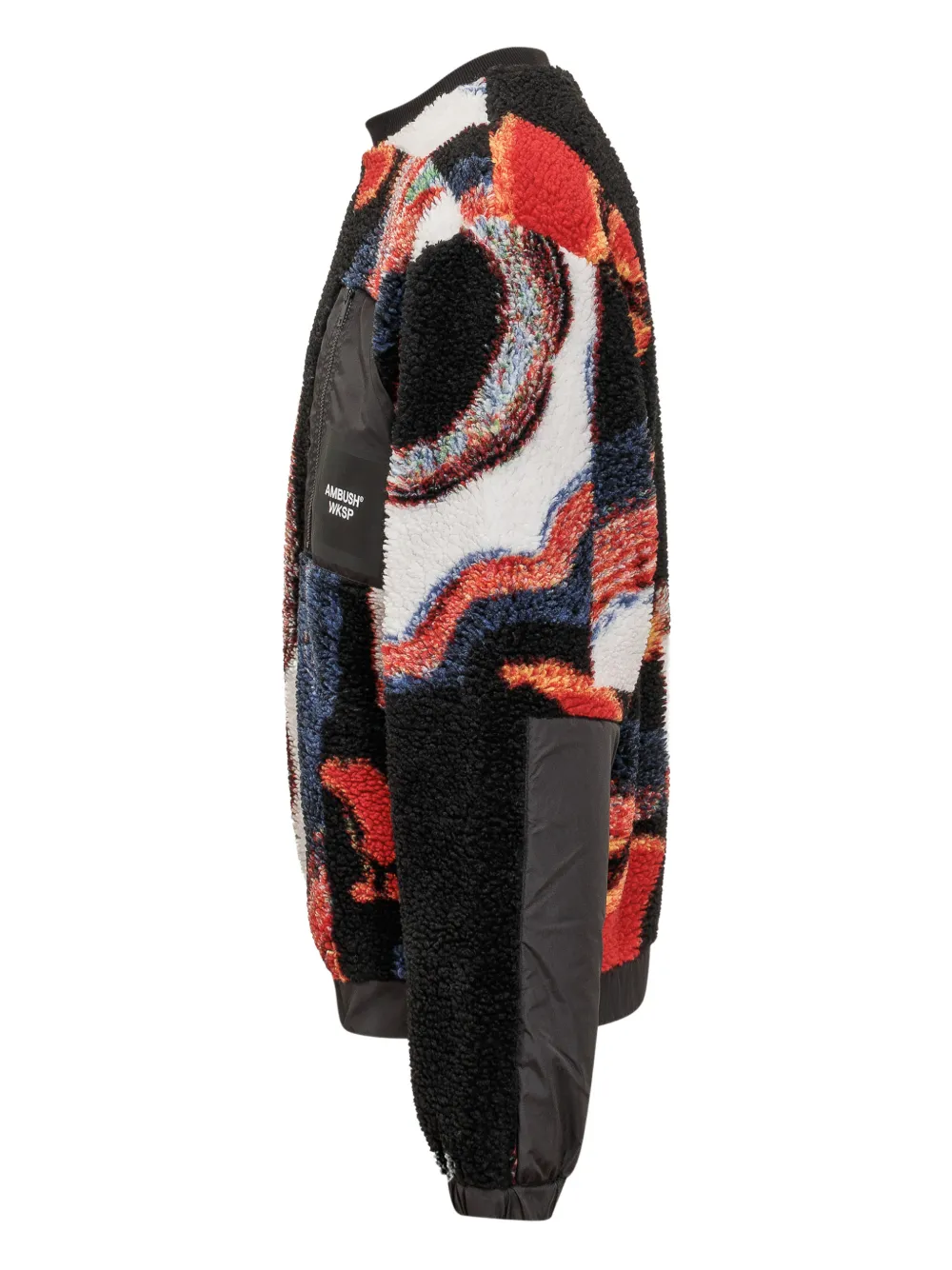  Ambush Abstract-print Faux-shearling Sweatshirt - Black 