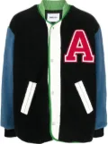 AMBUSH logo-patch fleece liner varsity jacket - Black