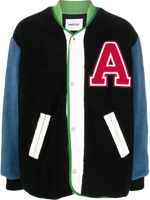 AMBUSH logo-patch fleece liner varsity jacket