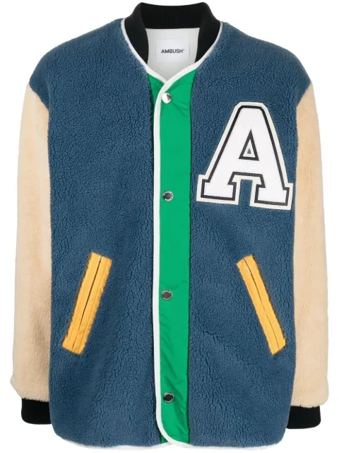 AMBUSH logo-patch fleece liner varsity jacket