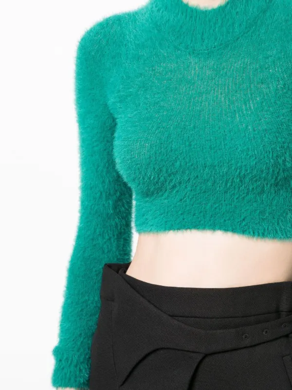 AMBUSH Knitted Cropped Jumper | Blue | FARFETCH VN